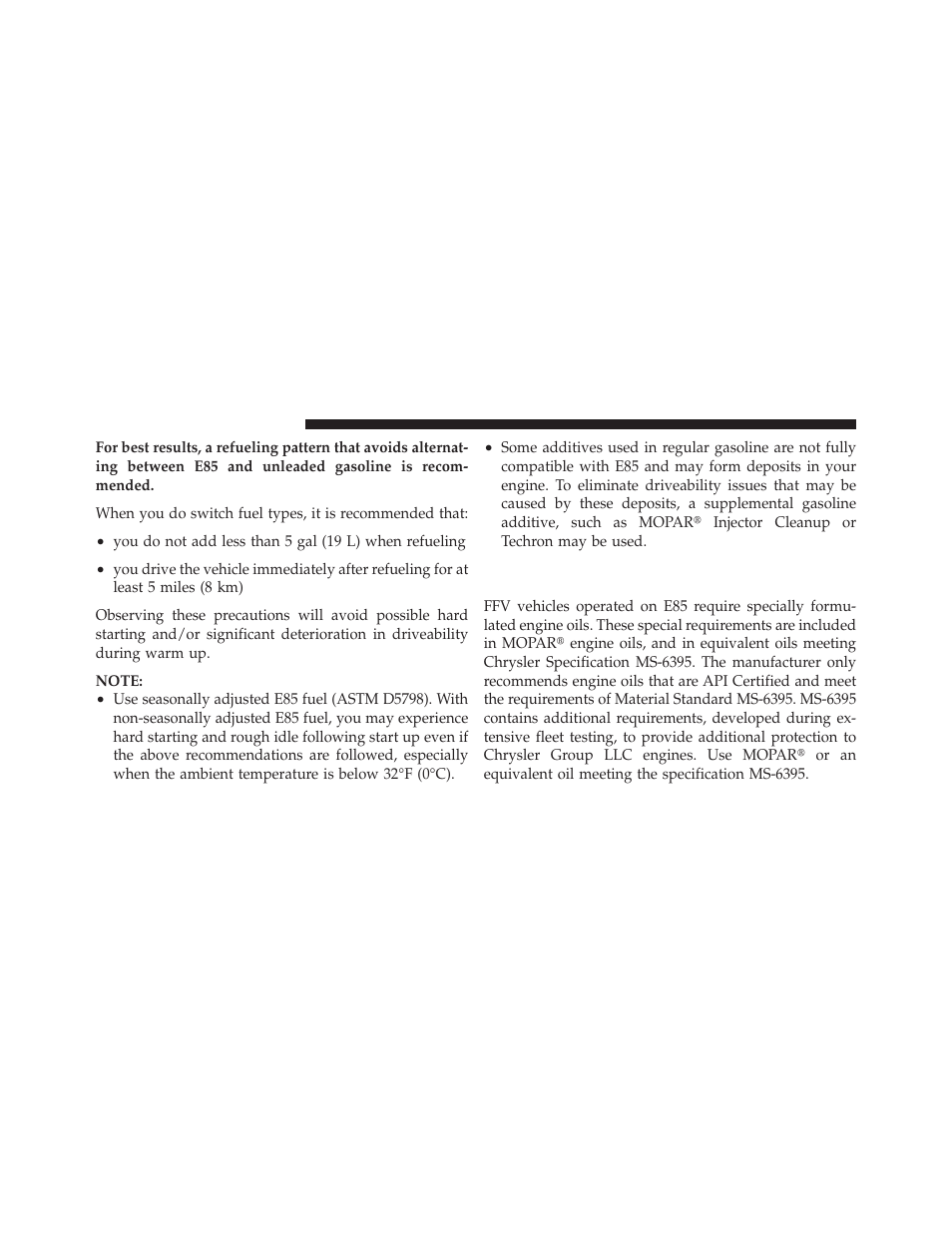 Selection of engine oil for flexible fuel, Vehicles (e85) and gasoline vehicles | Ram Trucks 2010 3500 - Owner Manual User Manual | Page 440 / 616