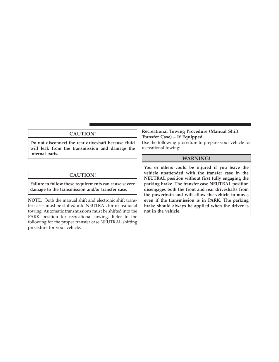 Recreational towing – four-wheel drive models, Recreational towing – four-wheel drive, Models | Ram Trucks 2010 3500 - Owner Manual User Manual | Page 468 / 616