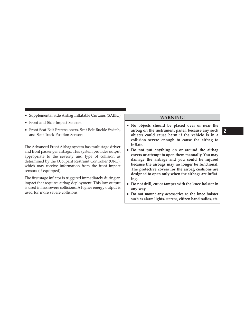 Advanced front airbag features, Event data recorder (edr) | Ram Trucks 2010 3500 - Owner Manual User Manual | Page 57 / 616