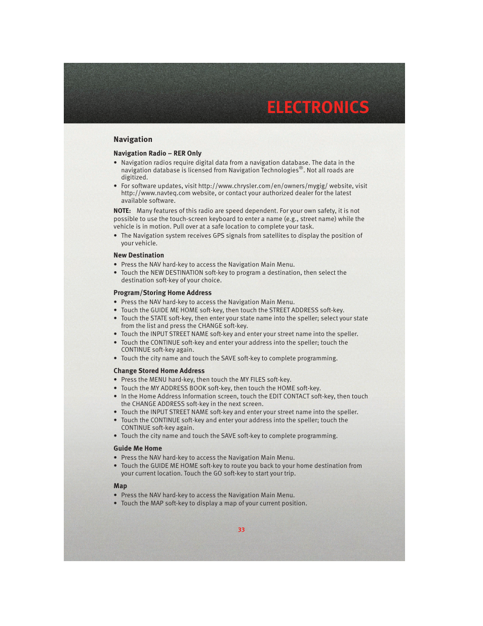 Navigation, Electronics | Ram Trucks 2010 3500 - User Guide User Manual | Page 35 / 96