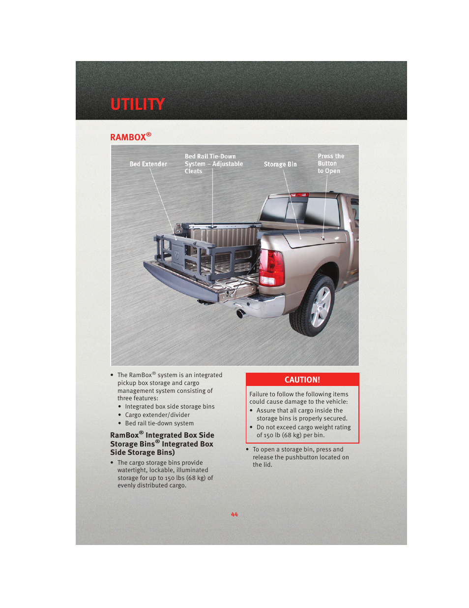 Rambox, Utility | Ram Trucks 2010 3500 - User Guide User Manual | Page 46 / 96
