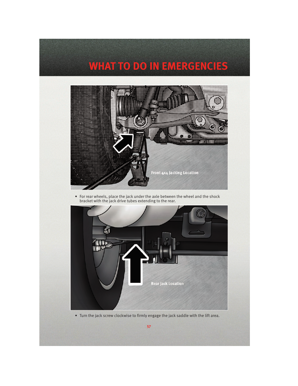What to do in emergencies | Ram Trucks 2010 3500 - User Guide User Manual | Page 59 / 96
