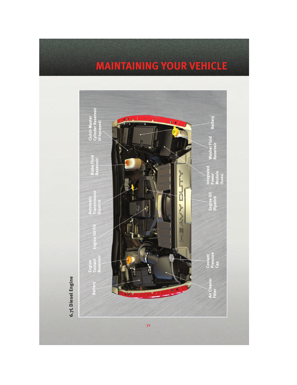 7l diesel engine, Maintaining your vehicle | Ram Trucks 2010 3500 - User Guide User Manual | Page 73 / 96