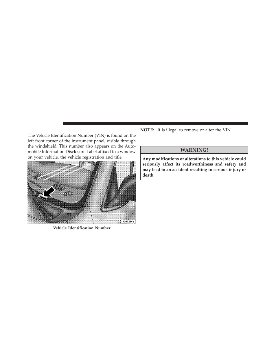 Vehicle identification number, Vehicle modifications/alterations | Ram Trucks 2010 Chassis Cab User Manual | Page 10 / 423