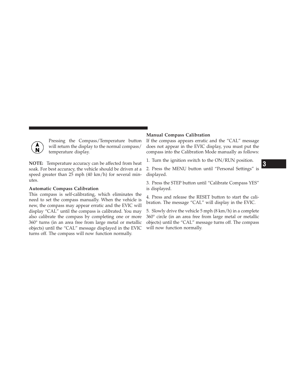 Compass/temperature button | Ram Trucks 2010 Chassis Cab User Manual | Page 147 / 423