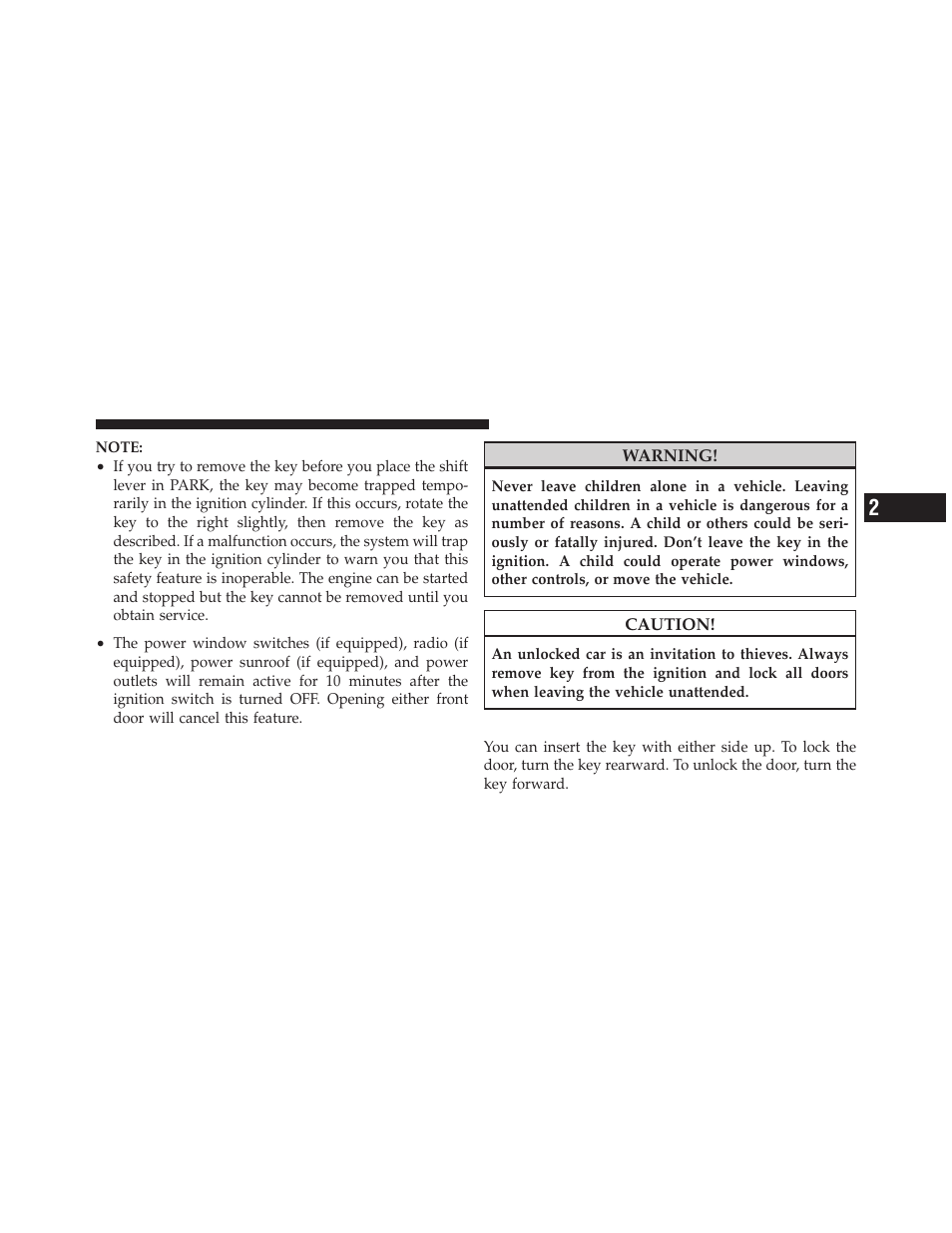Locking doors with a key | Ram Trucks 2010 Chassis Cab User Manual | Page 15 / 423