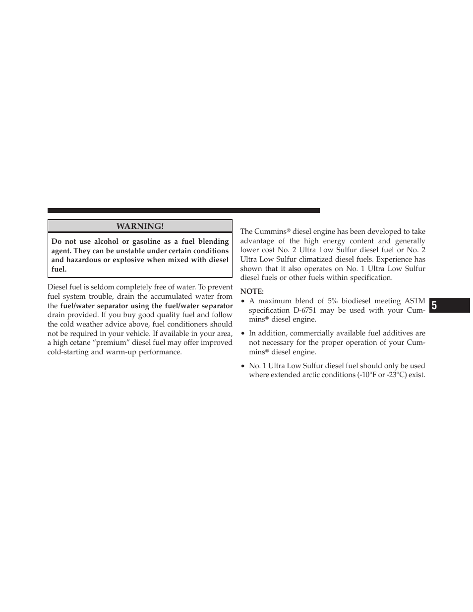 Fuel specifications | Ram Trucks 2010 Chassis Cab User Manual | Page 273 / 423