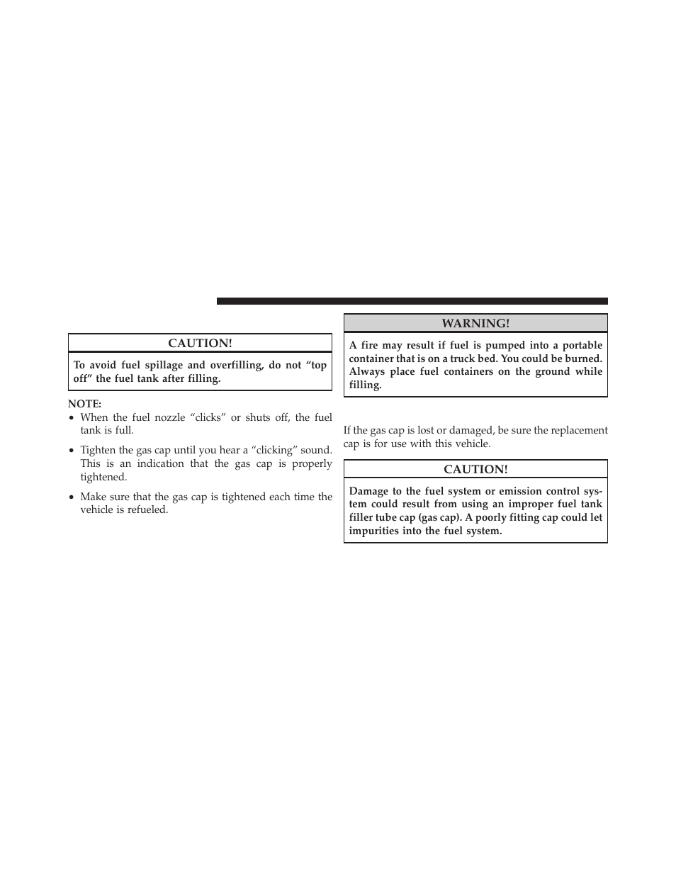 Adding fuel, Fuel filler cap (gas cap) | Ram Trucks 2010 Chassis Cab User Manual | Page 274 / 423