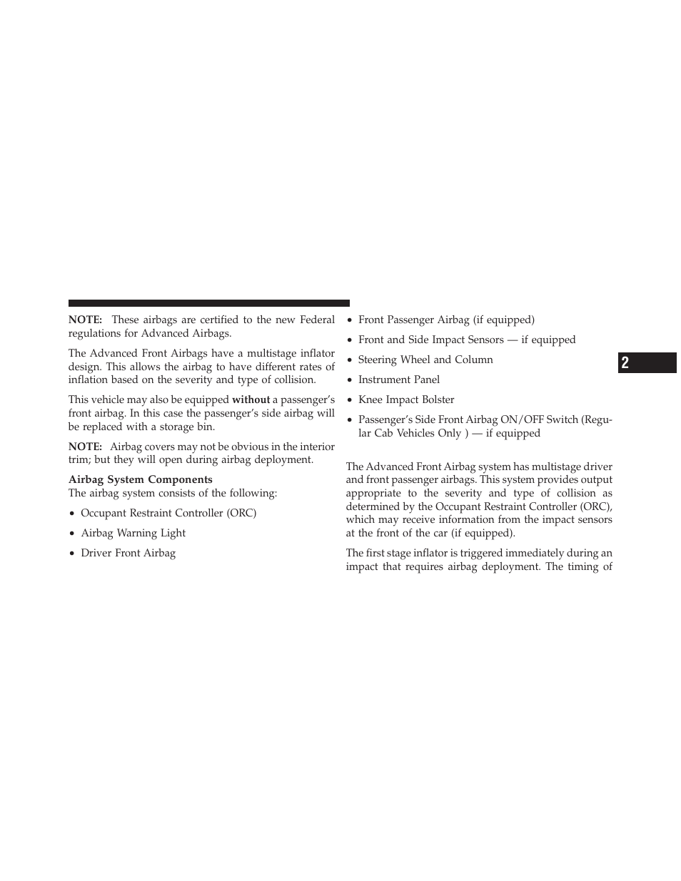 Advanced front airbag features | Ram Trucks 2010 Chassis Cab User Manual | Page 47 / 423