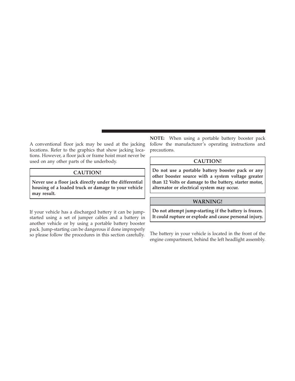 Hoisting, Jump-starting procedures, Preparations for jump-start | Ram Trucks 2011 3500 - Owner Manual User Manual | Page 512 / 636