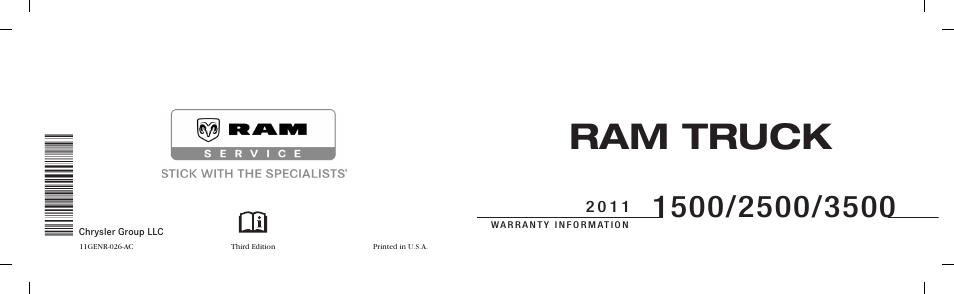 Ram Trucks 2011 3500 - Warranty Manual User Manual | 44 pages