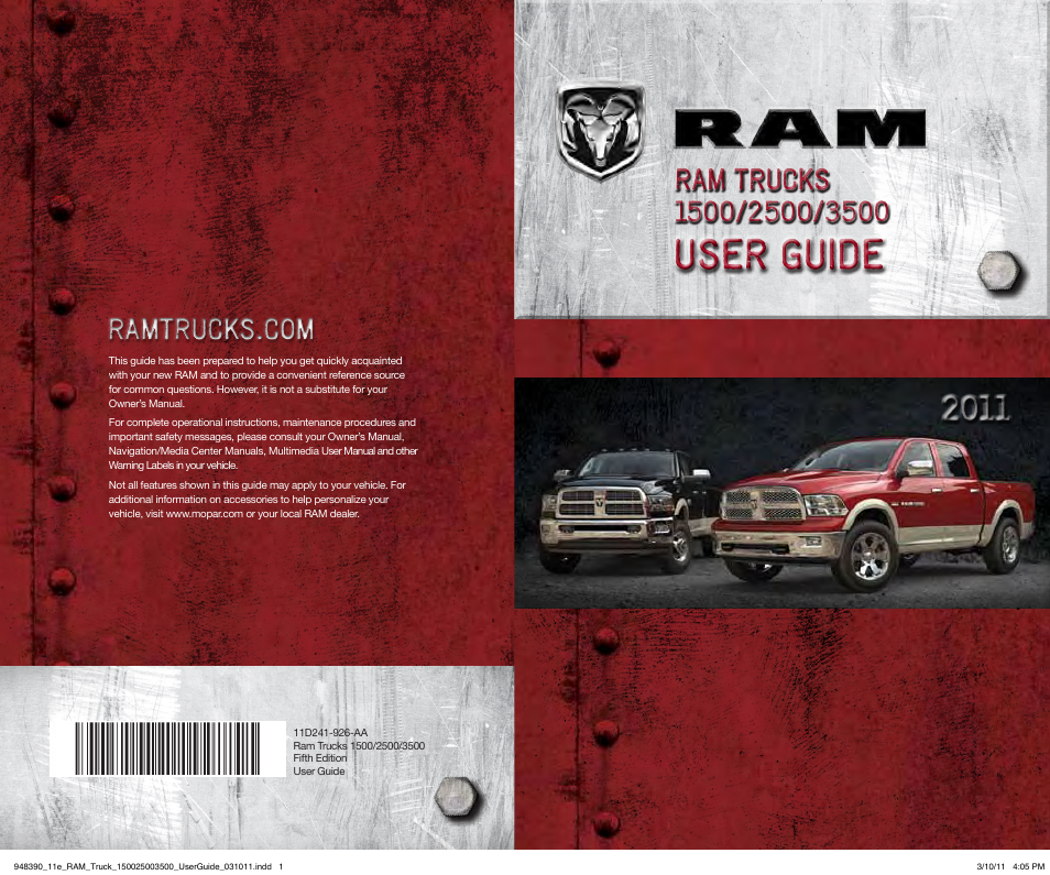 Ram Trucks 2011 3500 - User Guide User Manual | 116 pages