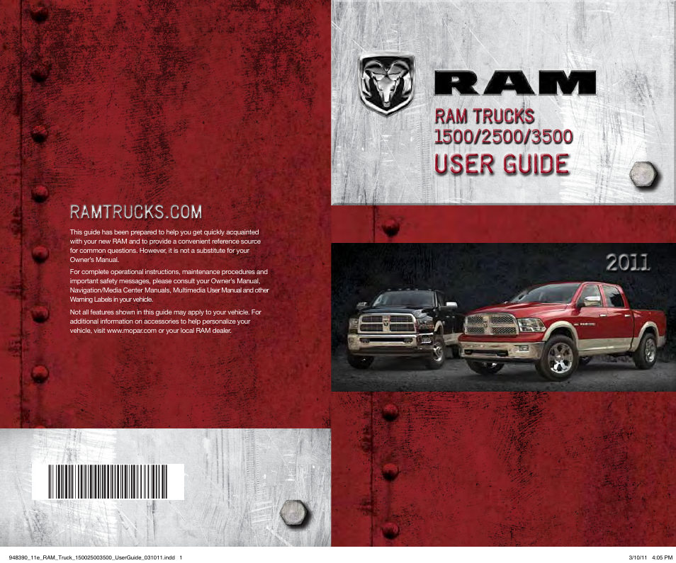User guide | Ram Trucks 2011 3500 - User Guide User Manual | Page 116 / 116