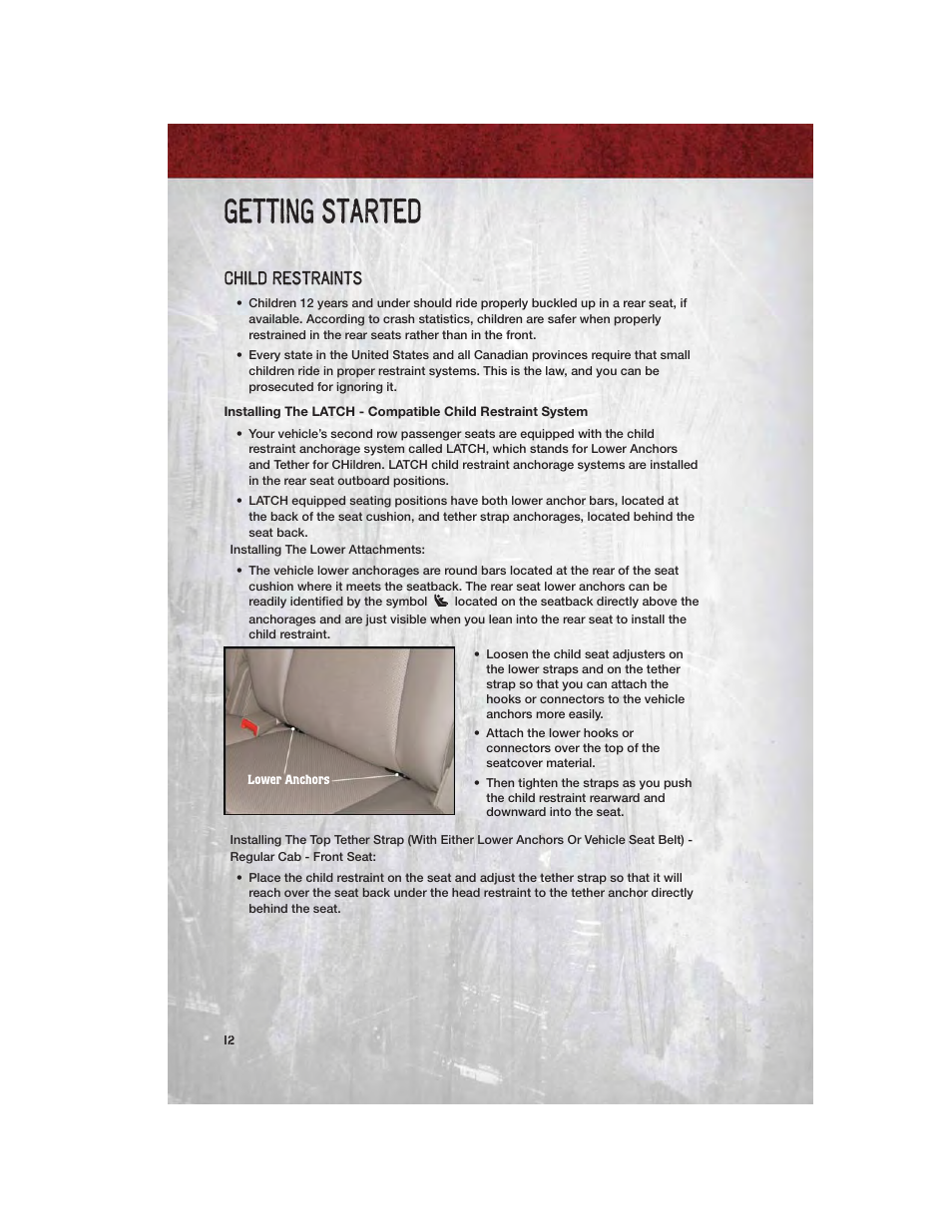 Child restraints, Getting started | Ram Trucks 2011 3500 - User Guide User Manual | Page 14 / 116