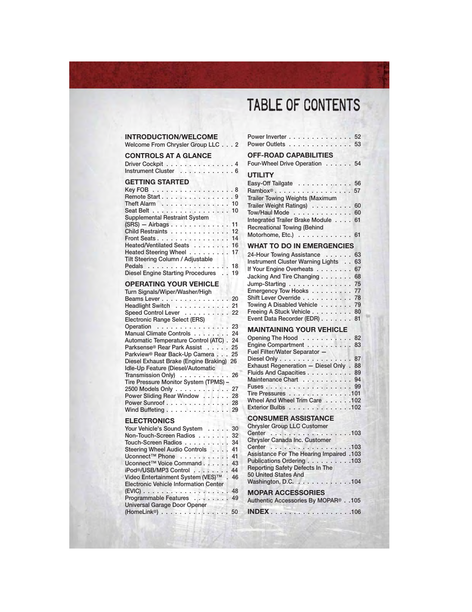 Ram Trucks 2011 3500 - User Guide User Manual | Page 3 / 116