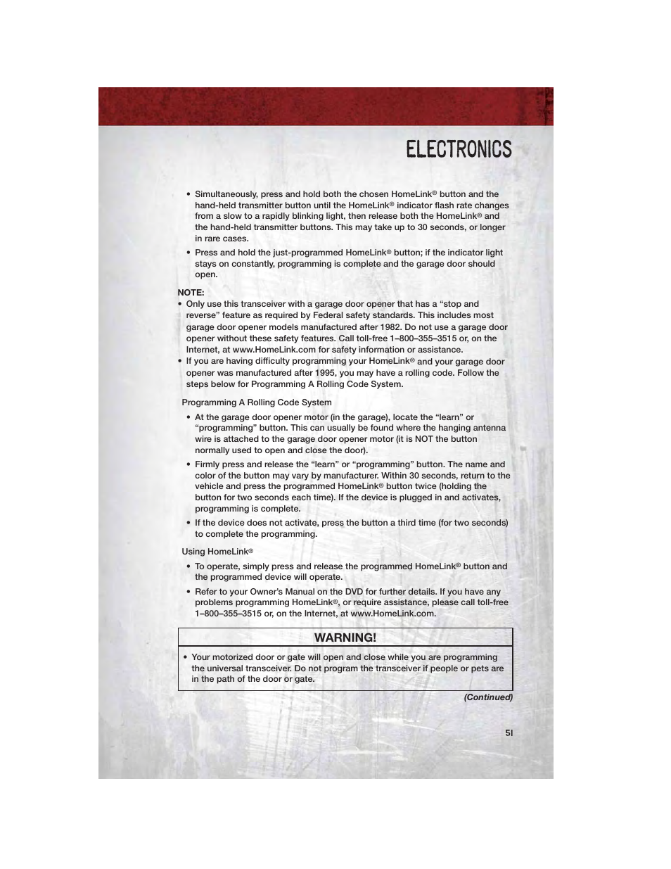 Electronics, Warning | Ram Trucks 2011 3500 - User Guide User Manual | Page 53 / 116