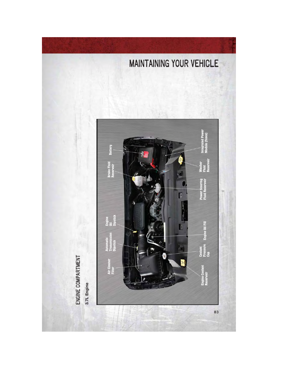 Engine compartment, 7l engine, Maintaining your vehicle | Ram Trucks 2011 3500 - User Guide User Manual | Page 85 / 116