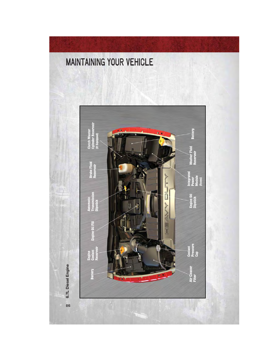 7l diesel engine, Maintaining your vehicle | Ram Trucks 2011 3500 - User Guide User Manual | Page 88 / 116