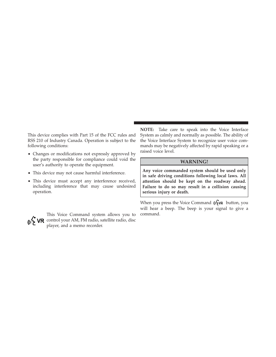 General information, Voice command — if equipped, Voice command system operation | Ram Trucks 2011 Chassis Cab - Owner Manual User Manual | Page 124 / 494