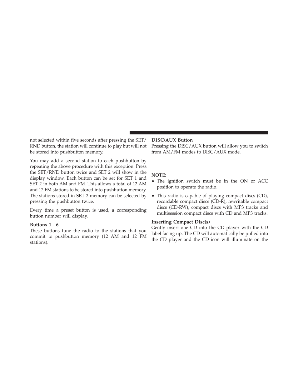 Operation instructions — cd mode for cd, And mp3 audio play | Ram Trucks 2011 Chassis Cab - Owner Manual User Manual | Page 236 / 494