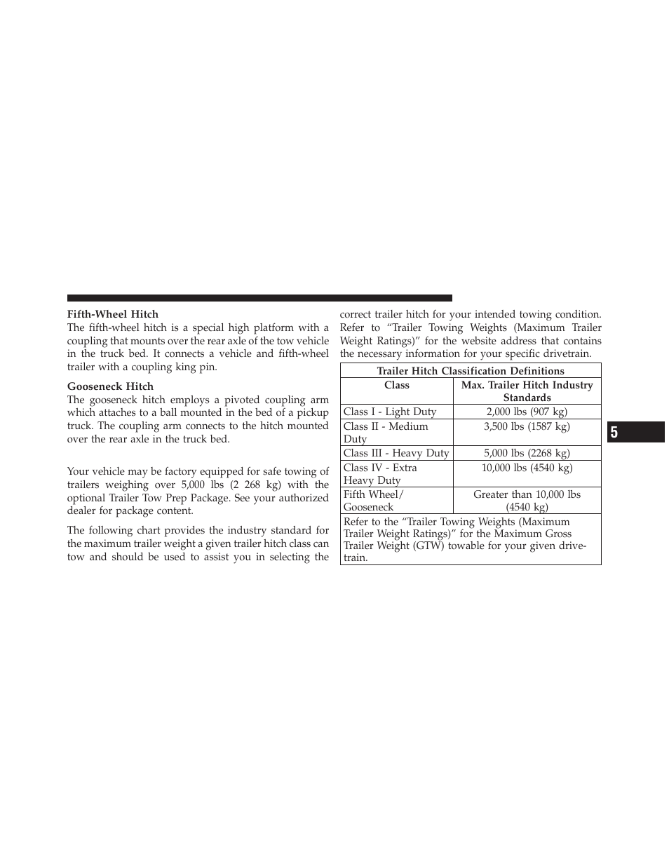 Trailer hitch classification | Ram Trucks 2011 Chassis Cab - Owner Manual User Manual | Page 345 / 494