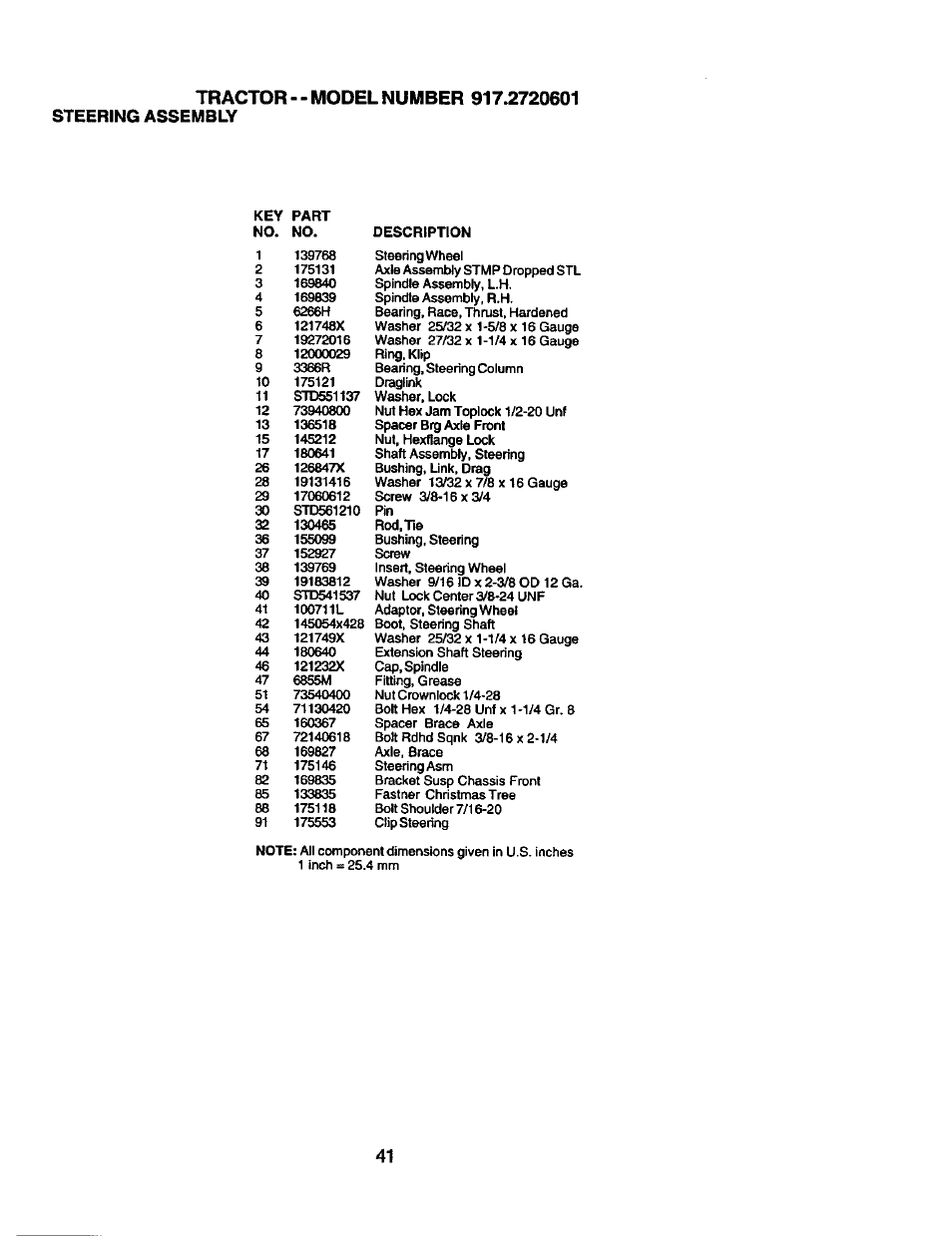 Steering assembly | Craftsman 917.2720601 User Manual | Page 41 / 60