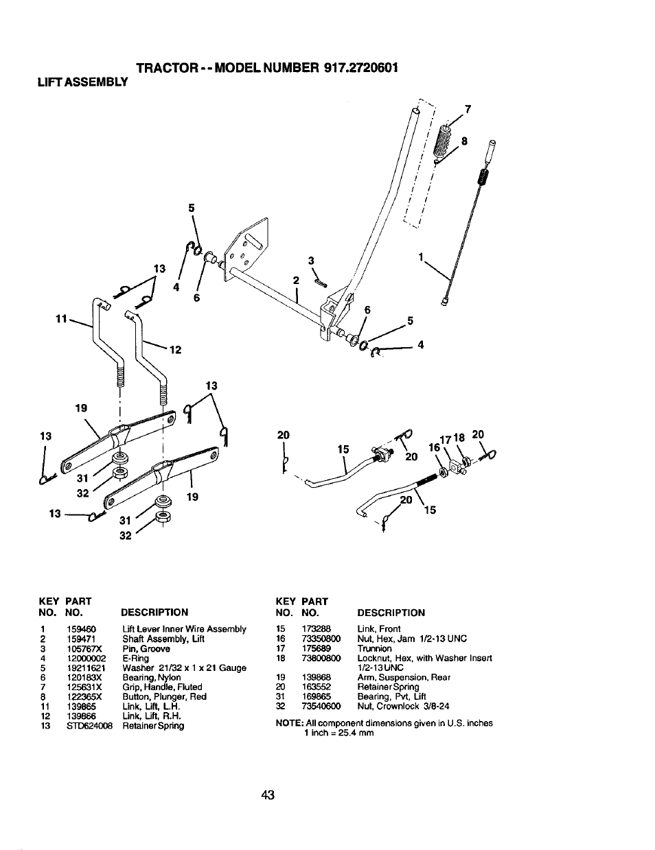 Lift assembly | Craftsman 917.2720601 User Manual | Page 43 / 60