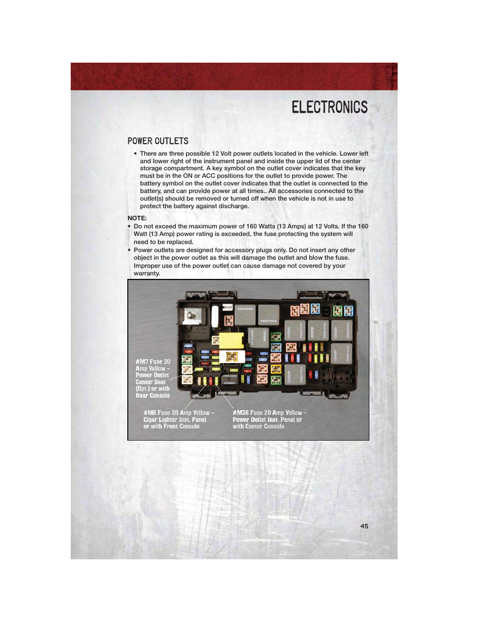 Power outlets, Electronics | Ram Trucks 2011 Chassis Cab - User Guide User Manual | Page 47 / 92