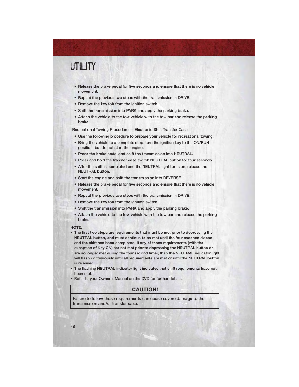 Utility, Caution | Ram Trucks 2011 Chassis Cab - User Guide User Manual | Page 50 / 92