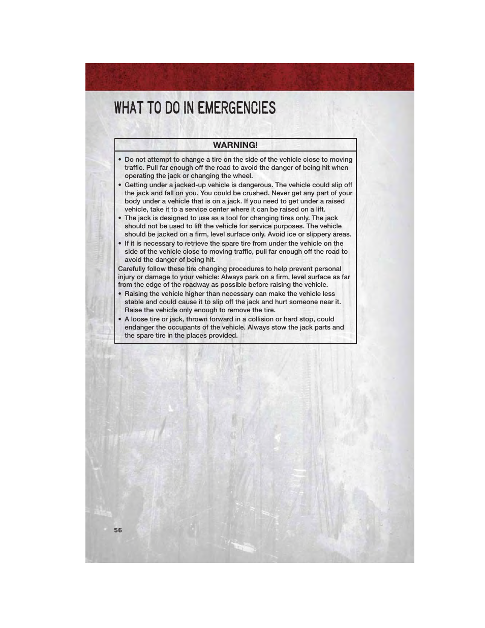 What to do in emergencies | Ram Trucks 2011 Chassis Cab - User Guide User Manual | Page 58 / 92