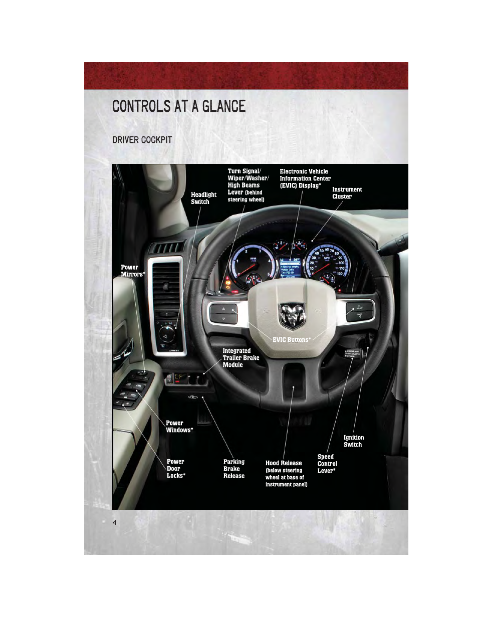 Controls at a glance, Driver cockpit | Ram Trucks 2011 Chassis Cab - User Guide User Manual | Page 6 / 92