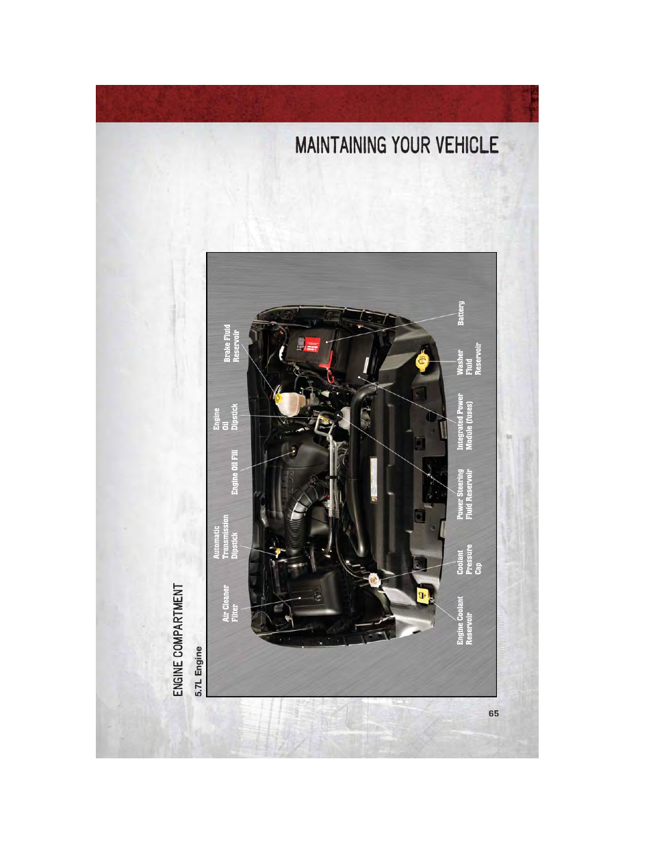 Engine compartment, 7l engine, Maintaining your vehicle | Ram Trucks 2011 Chassis Cab - User Guide User Manual | Page 67 / 92