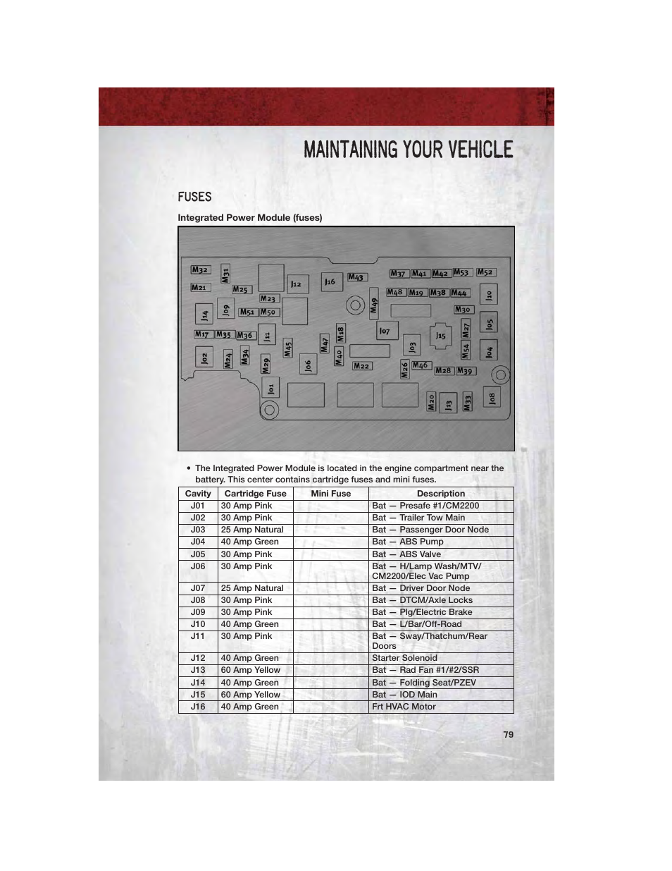 Fuses, Integrated power module (fuses), Maintaining your vehicle | Ram Trucks 2011 Chassis Cab - User Guide User Manual | Page 81 / 92