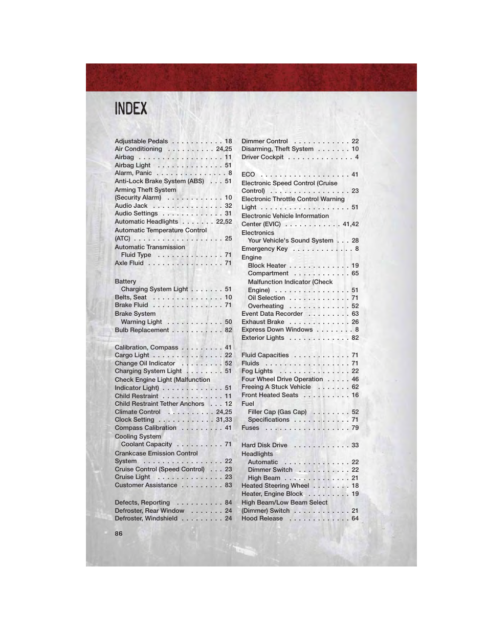 Index | Ram Trucks 2011 Chassis Cab - User Guide User Manual | Page 88 / 92