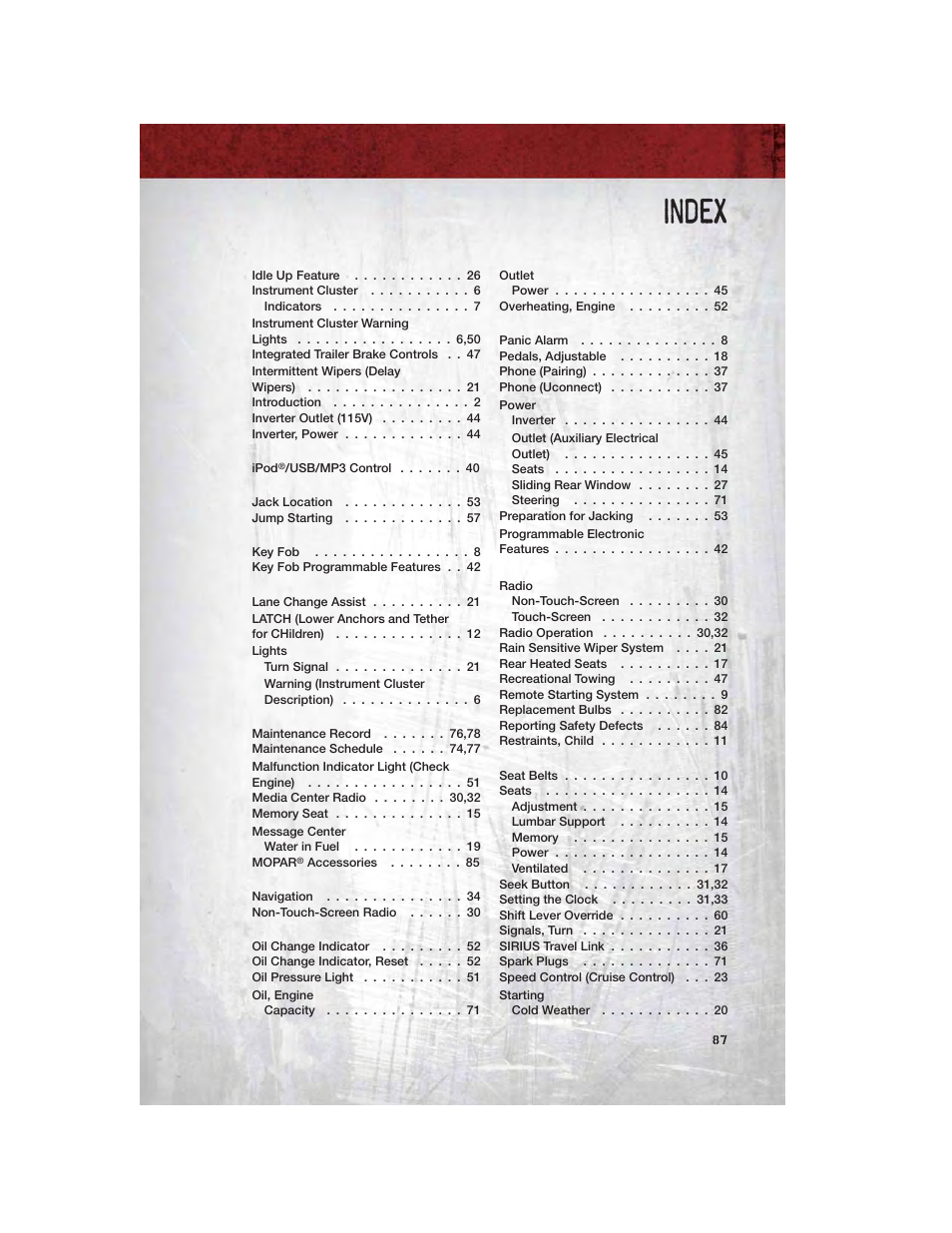 Index | Ram Trucks 2011 Chassis Cab - User Guide User Manual | Page 89 / 92