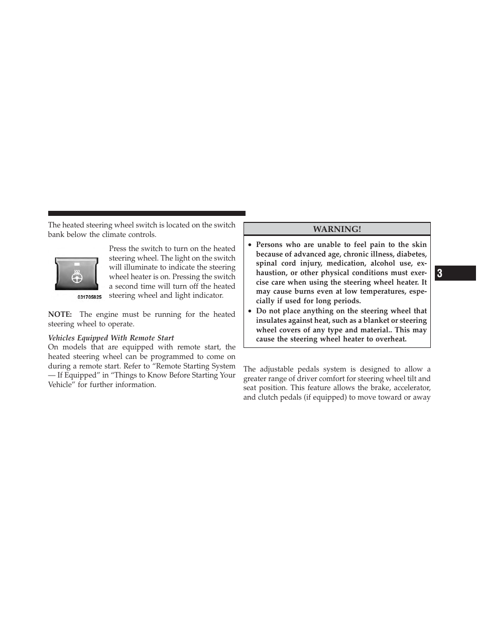 Driver adjustable pedals — if equipped | Ram Trucks 2012 3500 - Owner Manual User Manual | Page 171 / 726