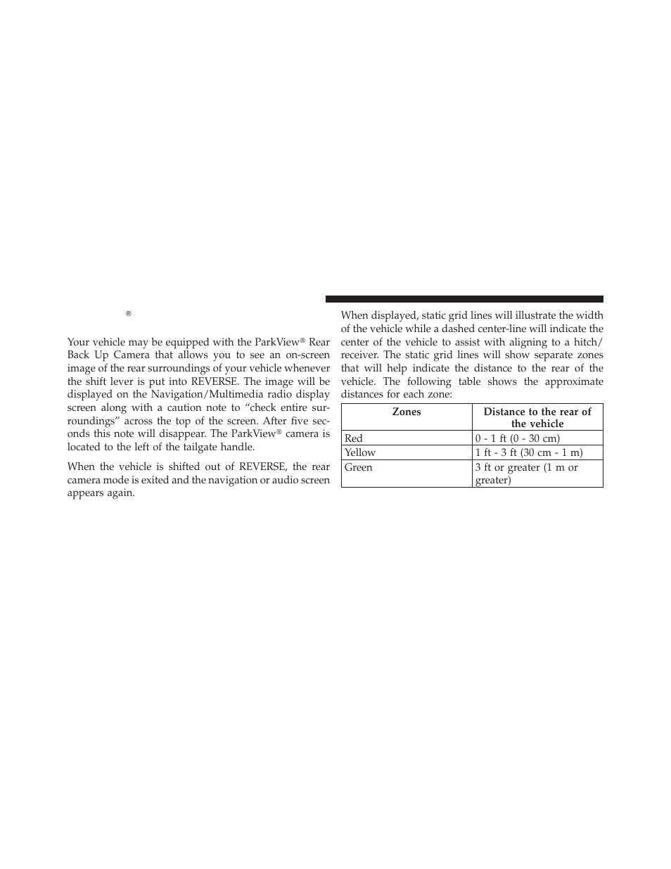 Parkviewĥ rear back up camera — if equipped, Parkview௡ rear back up camera — if, Equipped | Ram Trucks 2012 3500 - Owner Manual User Manual | Page 186 / 726