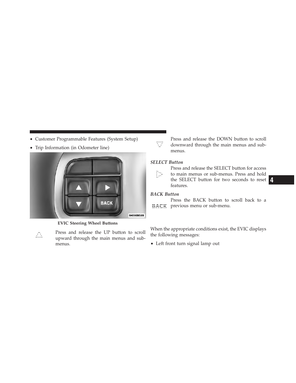 Evic displays | Ram Trucks 2012 3500 - Owner Manual User Manual | Page 269 / 726