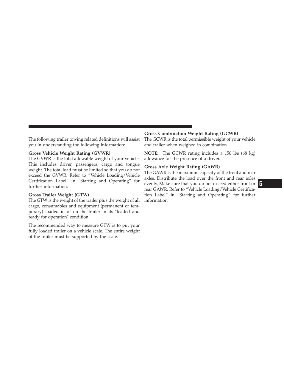 Common towing definitions | Ram Trucks 2012 3500 - Owner Manual User Manual | Page 543 / 726