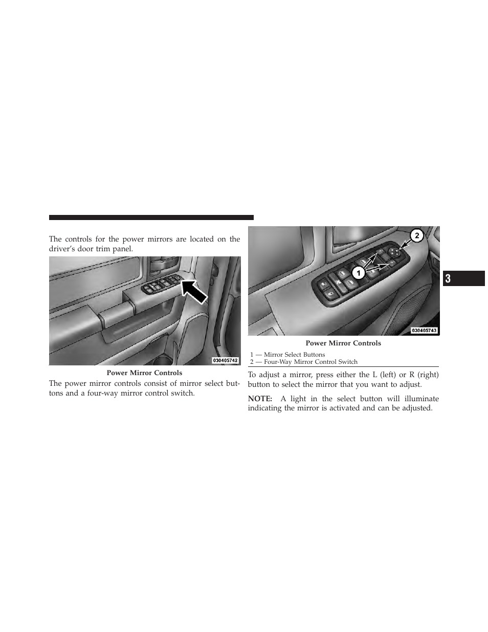 Power mirrors — if equipped | Ram Trucks 2012 3500 - Owner Manual User Manual | Page 99 / 726