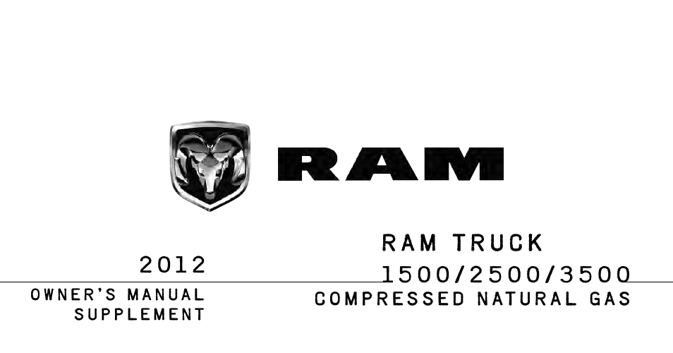 Ram Trucks 2012 3500 - CNG Supplement User Manual | 40 pages