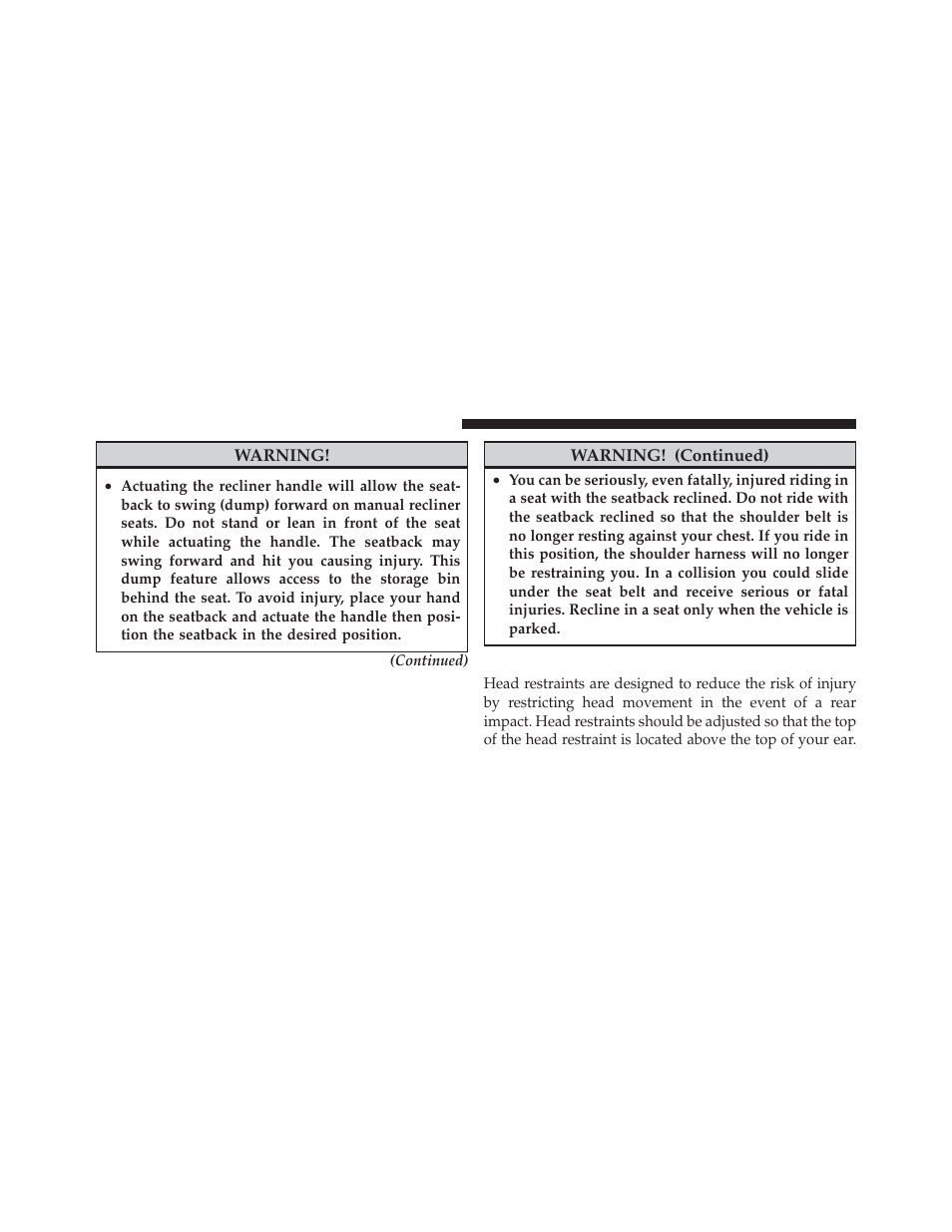 Head restraints | Ram Trucks 2012 Chassis Cab - Owner Manual User Manual | Page 140 / 502