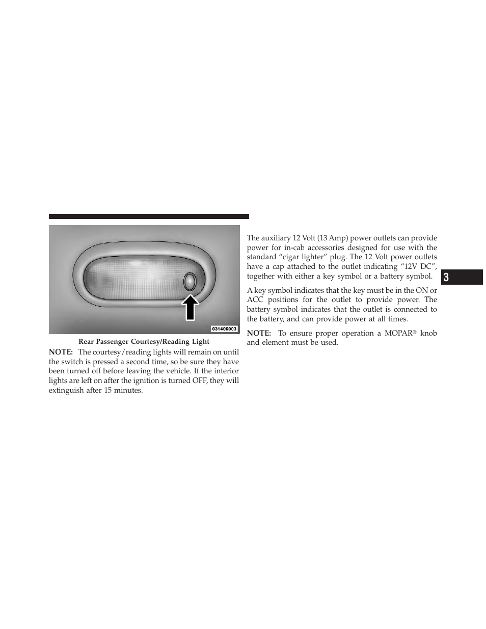 Electrical power outlets | Ram Trucks 2012 Chassis Cab - Owner Manual User Manual | Page 167 / 502