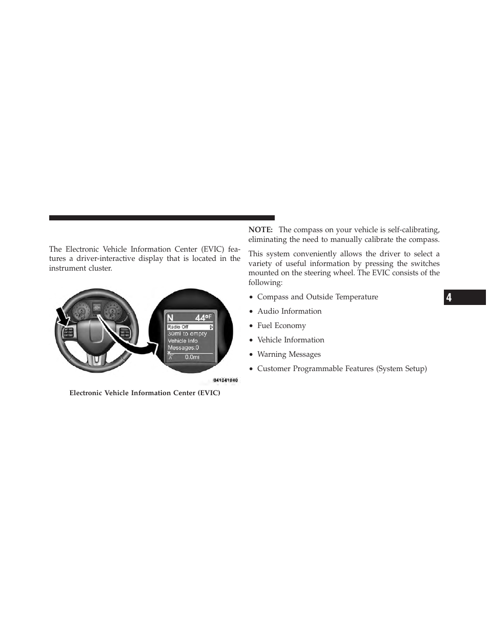 Electronic vehicle information center, Evic) — if equipped | Ram Trucks 2012 Chassis Cab - Owner Manual User Manual | Page 205 / 502