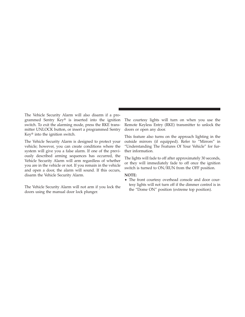 Security system manual override, Illuminated entry — if equipped | Ram Trucks 2012 Chassis Cab - Owner Manual User Manual | Page 22 / 502