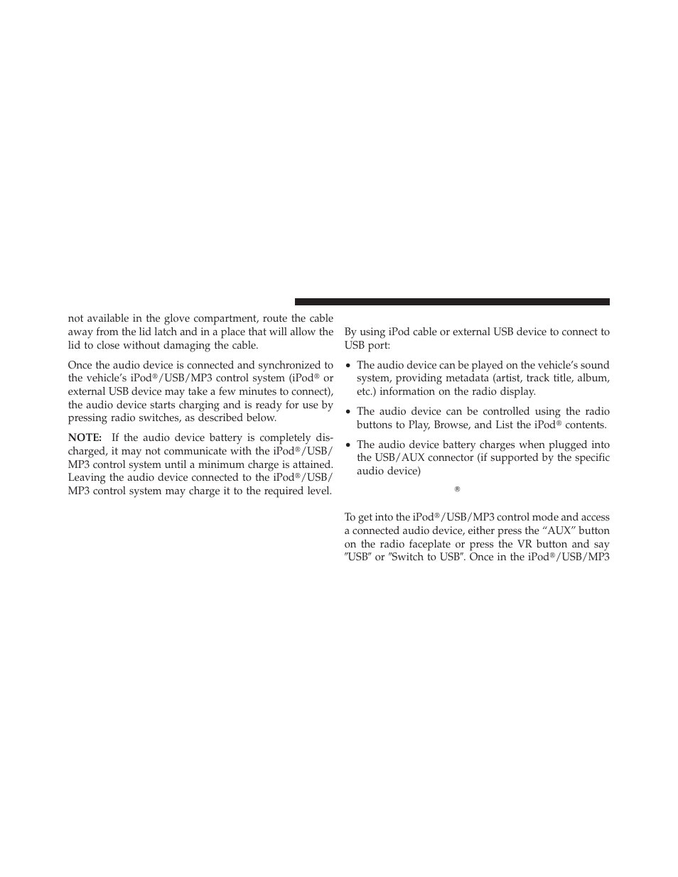 Using this feature, Controlling the ipod௡ or external usb, Device using radio buttons | Ram Trucks 2012 Chassis Cab - Owner Manual User Manual | Page 250 / 502