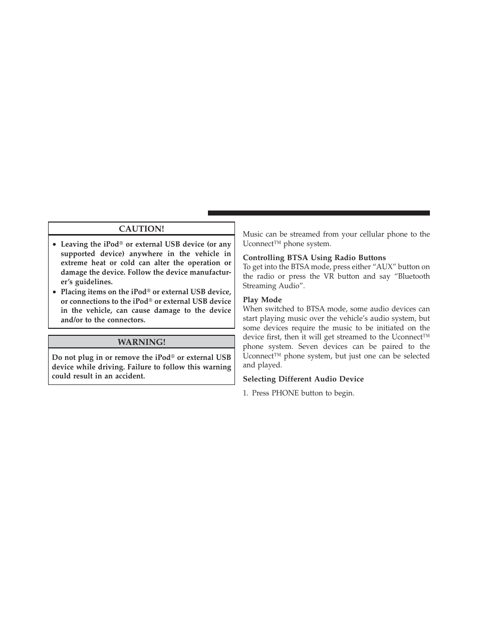 Bluetooth streaming audio (btsa) | Ram Trucks 2012 Chassis Cab - Owner Manual User Manual | Page 254 / 502