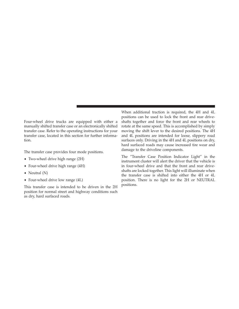 Four-wheel drive operation — if equipped, Manually shifted transfer case – if equipped, Manually shifted transfer case – if | Equipped | Ram Trucks 2012 Chassis Cab - Owner Manual User Manual | Page 290 / 502