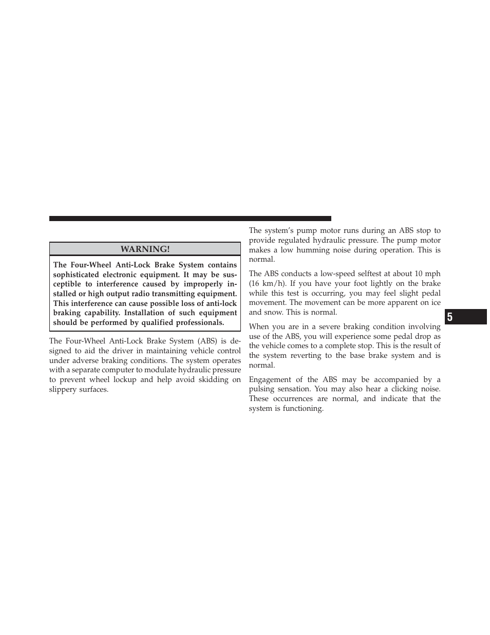 Four-wheel anti-lock brake system | Ram Trucks 2012 Chassis Cab - Owner Manual User Manual | Page 309 / 502