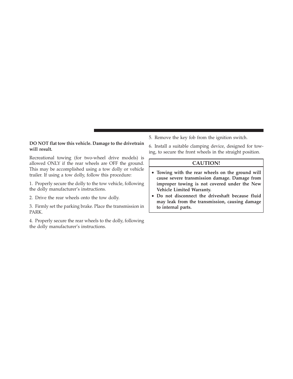 Recreational towing – two-wheel drive models, Recreational towing – two-wheel drive, Models | Ram Trucks 2012 Chassis Cab - Owner Manual User Manual | Page 368 / 502